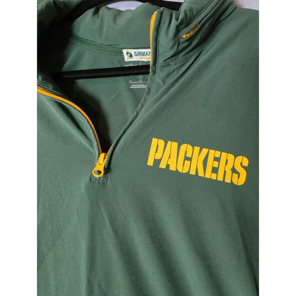 Green Bay Packers Nike Green Sideline Coach Men Short Sleeve Hoodie Jacket Sz XL